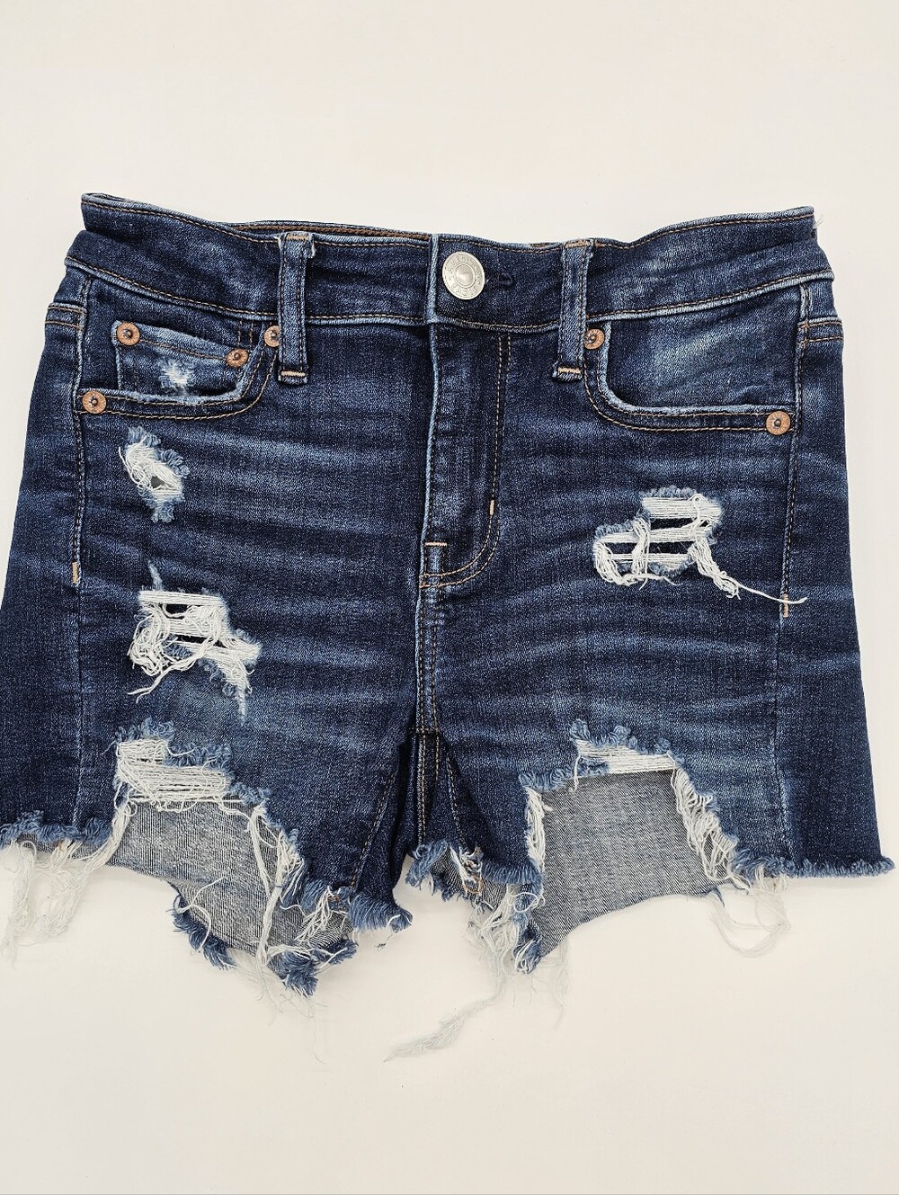 American Eagle Outfitters Dark Blue Distressed Denim Cutoff Shorts